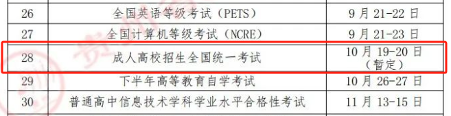 2024年上海成人高考考试时间正式公布!